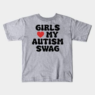 Girls Heart My Autism Swag Funny Girls Love My Autism Swag Kids T-Shirt